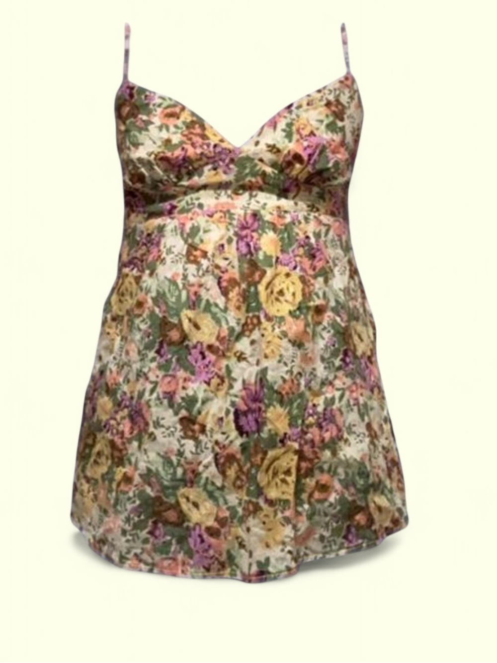 Forever 21 Babydoll Cottagecore Romantic Floral Smocked Sleeveless Tie Back Top